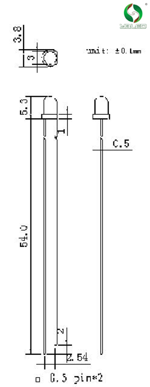 3mm圆头有边绿发普绿雾状加长脚 图纸