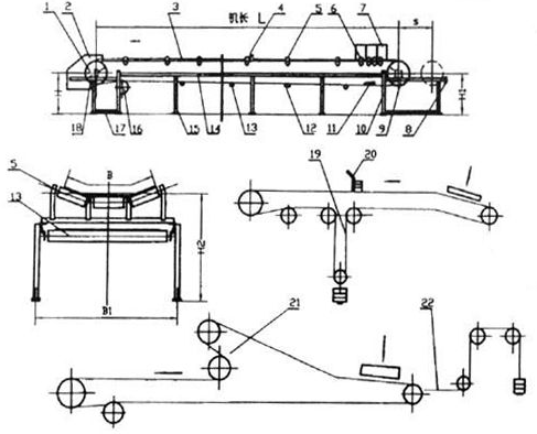 皮带输送机外型结构图