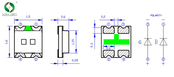 0603蓝翠绿双色 图纸